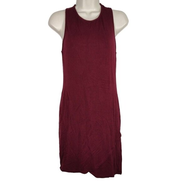 Forever 21 Sheath Bodycon Tank Dress Women Size L Burgundy Red Sleeveless FLAWS - Picture 1 of 7